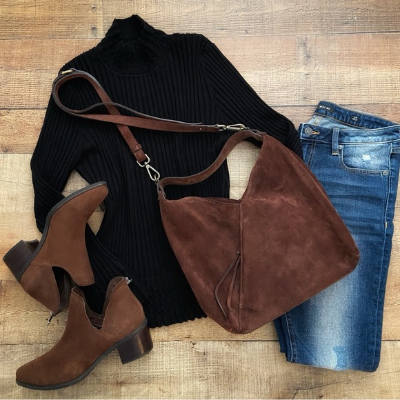 Leather Booties Chocolate Suede ⭐️ LIKE NEW + Waterproof - Picture 3 of 14